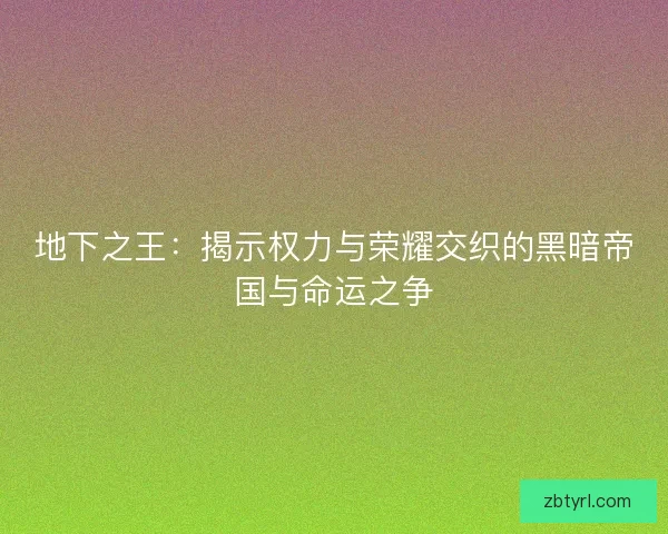 地下之王：揭示权力与荣耀交织的黑暗帝国与命运之争