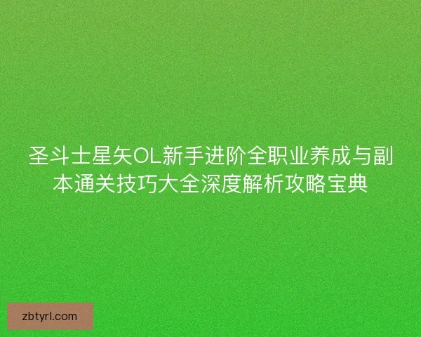 圣斗士星矢OL新手进阶全职业养成与副本通关技巧大全深度解析攻略宝典